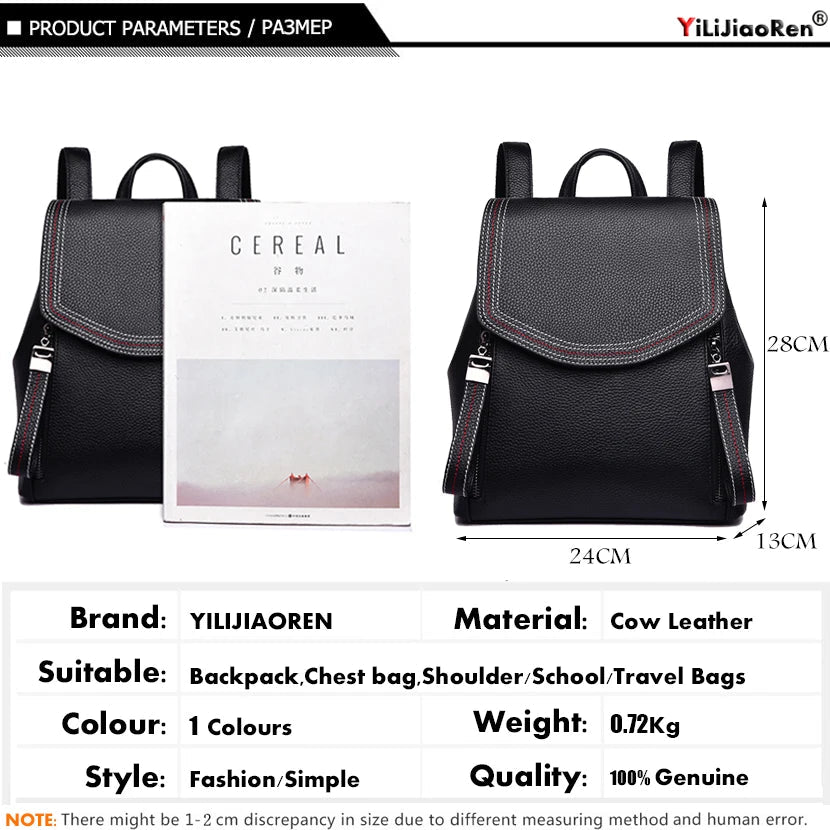 Fashion Thread Women Backpack Designer Genuine Leather Backpack Female Large Capacity Bookbag Simple Back Pack Mochila Feminina sariiholidaycouture