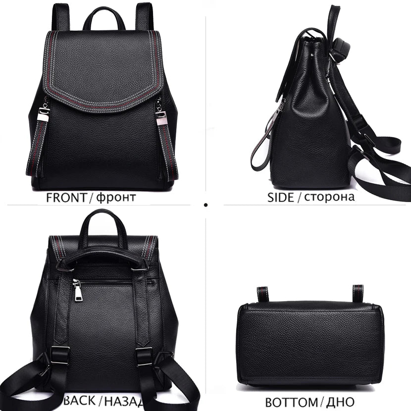 Fashion Thread Women Backpack Designer Genuine Leather Backpack Female Large Capacity Bookbag Simple Back Pack Mochila Feminina sariiholidaycouture