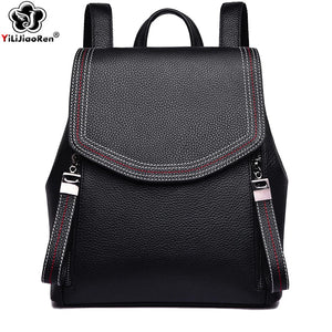 Fashion Thread Women Backpack Designer Genuine Leather Backpack Female Large Capacity Bookbag Simple Back Pack Mochila Feminina sariiholidaycouture
