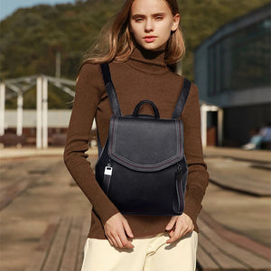 Fashion Thread Women Backpack Designer Genuine Leather Backpack Female Large Capacity Bookbag Simple Back Pack Mochila Feminina sariiholidaycouture