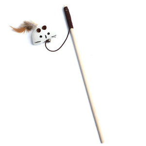 Pets Cat Teaser Feather Bell Wooden Pole sariiholidaycouture