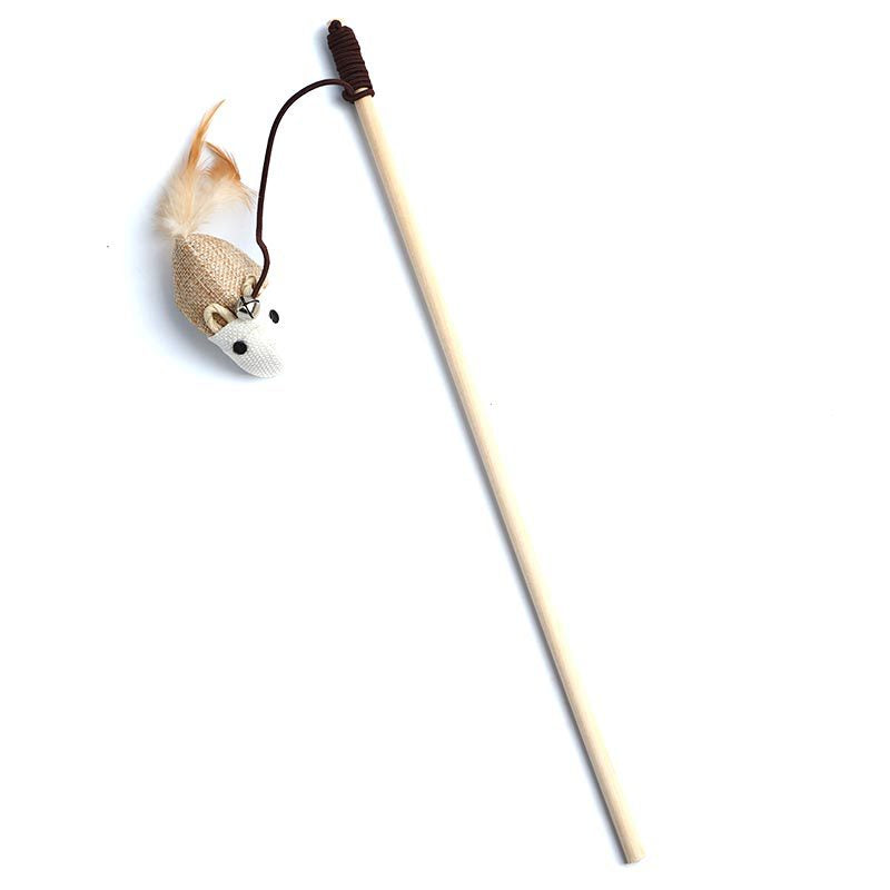 Pets Cat Teaser Feather Bell Wooden Pole sariiholidaycouture