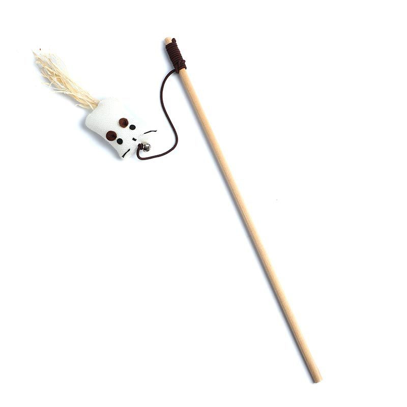Pets Cat Teaser Feather Bell Wooden Pole sariiholidaycouture