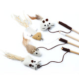 Pets Cat Teaser Feather Bell Wooden Pole sariiholidaycouture