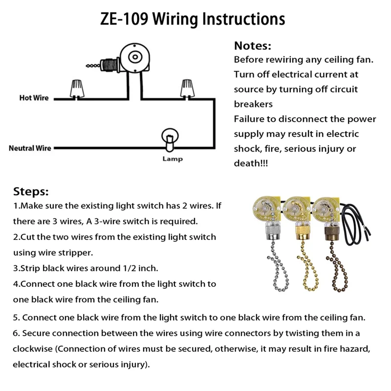 Ceiling Fan Light Switch Zing Ear ZE-109 Two-Wire Light Switch with Pull Cords for Ceiling Light Fans Lamps 2Pcs Bronze sariiholidaycouture