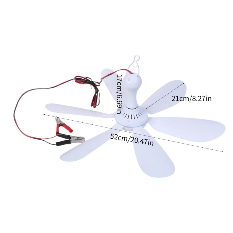 20Inches 12V 8W Ceiling Fan Tent Fan Ceiling Fan 6 Leaves for Outdoor Camping Dropshipping sariiholidaycouture