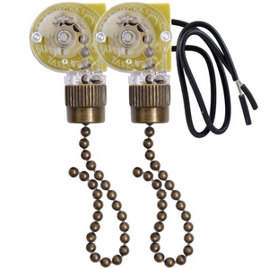 Ceiling Fan Light Switch Zing Ear ZE-109 Two-Wire Light Switch with Pull Cords for Ceiling Light Fans Lamps 2Pcs Bronze sariiholidaycouture
