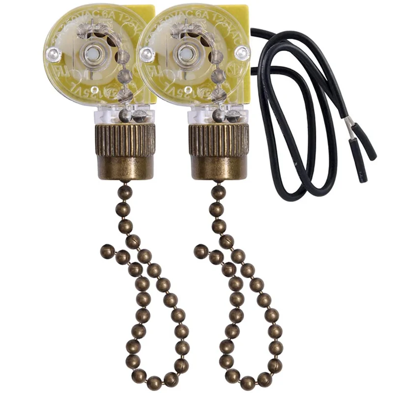 Ceiling Fan Light Switch Zing Ear ZE-109 Two-Wire Light Switch with Pull Cords for Ceiling Light Fans Lamps 2Pcs Bronze sariiholidaycouture