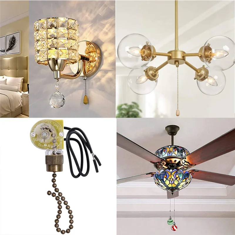 Ceiling Fan Light Switch Zing Ear ZE-109 Two-Wire Light Switch with Pull Cords for Ceiling Light Fans Lamps 2Pcs Bronze sariiholidaycouture