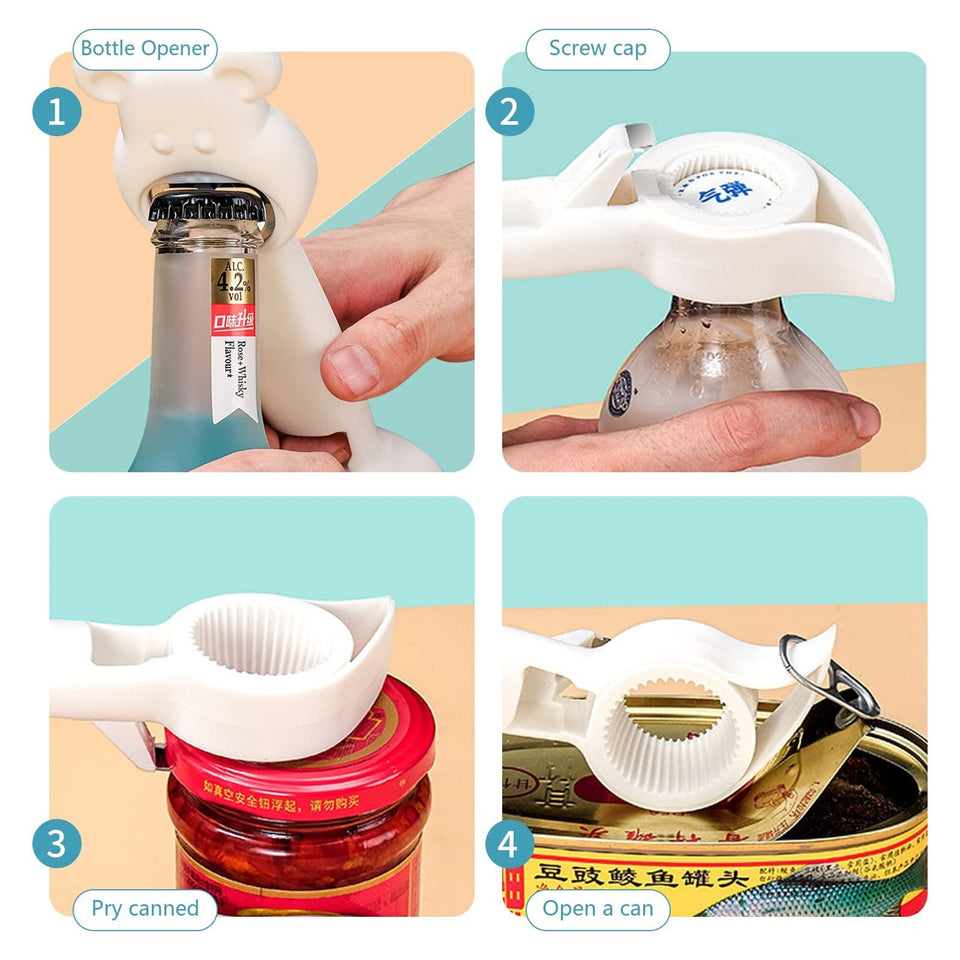 New Cute Multifunction Jar Can Beer Bottle Opener Manual Bottle Opener 4 In 1 Multifunctional Topless Can Opener Kitchen Gadget Bar Tool Accessories sariiholidaycouture