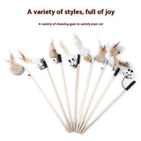Pets Cat Teaser Feather Bell Wooden Pole sariiholidaycouture