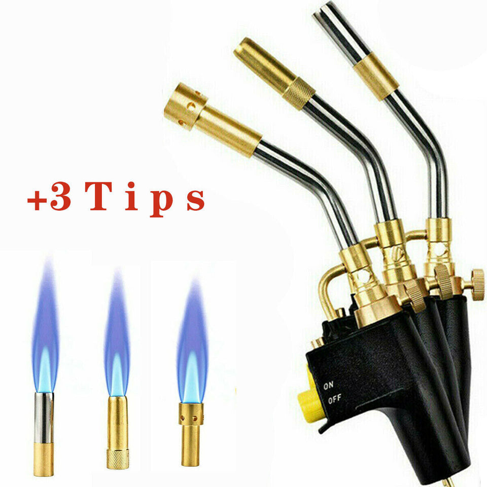 Propane Mapp Gas Blow Torch Welding Soldering Brazing Plumbers Tool 3 Tips GB sariiholidaycouture