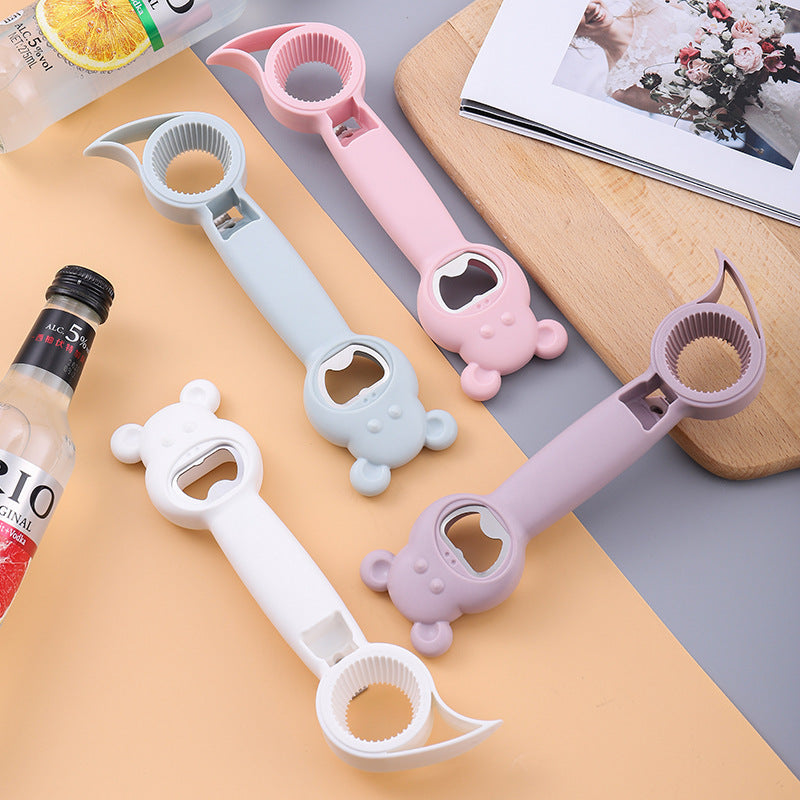 New Cute Multifunction Jar Can Beer Bottle Opener Manual Bottle Opener 4 In 1 Multifunctional Topless Can Opener Kitchen Gadget Bar Tool Accessories sariiholidaycouture